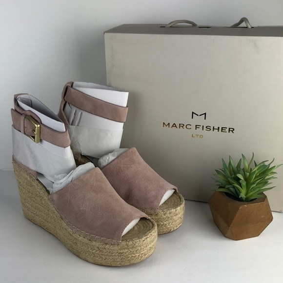 NEW Marc Fisher Adalyn 5 Espadrille Peep Toe Wedges - Picture 1 of 12